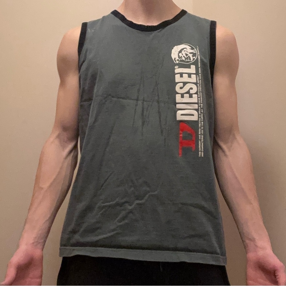 Diesel Men's Charcoal Graphic Tank Top